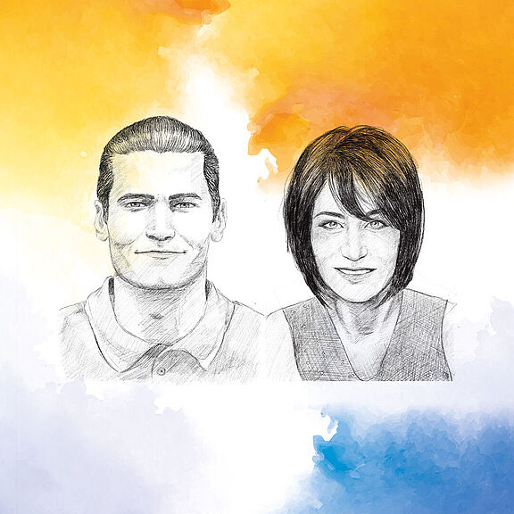 Konzertpianistin Enikö Bors und Dr. Daniel Jara, Co-Trainer von Arminia Bielefeld