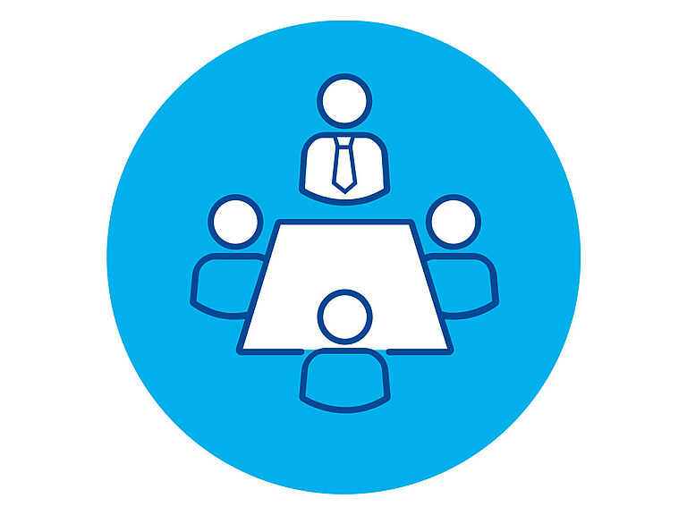 Blau-weißes Icon für Präsenzseminar der BGHW