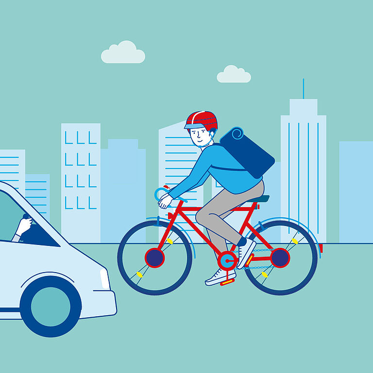 Fahrradkurier im Stadtverkehr