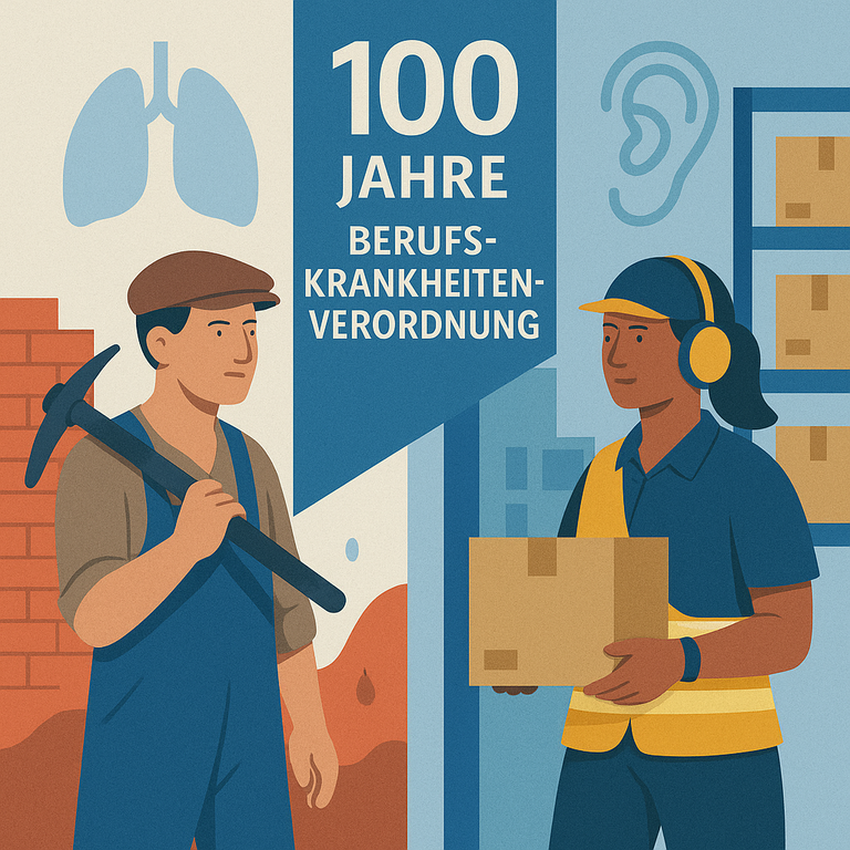 KI-generierte Illustration zum Thema 100 Jahre Berufskrankheiten-Verordnung