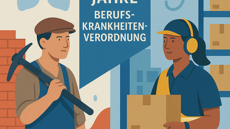 KI-generierte Illustration zum Thema 100 Jahre Berufskrankheiten-Verordnung