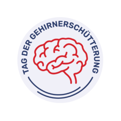 Tag der Gehirnerschütterung Logo Logo bestehend aus einer Zeichnung von einem Gehirn, umfließender Text: Tag der Gehirnerschütterung