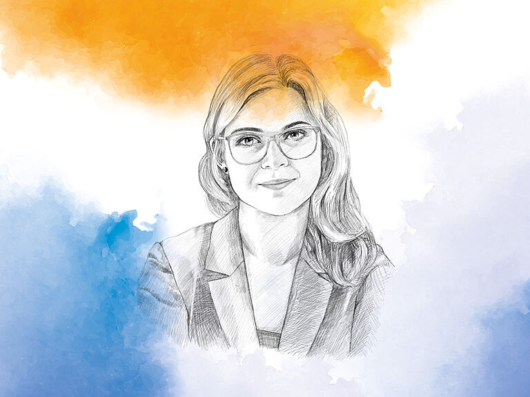 Illustration eines Porträts von Dr. Elisa Clauß, Referatsleiterin bei der Bundesvereinigung der deutschen Arbeitgeberverbände (BDA)