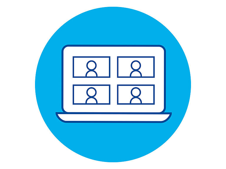 Blau-weißes Icon für Online-Seminar der BGHW