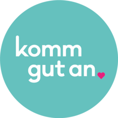 Kreisrundes Logo der Kampagne "komm gut an."